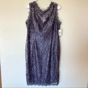 Simply Liliana Dark Silver Lace Cocktail Dress size 16